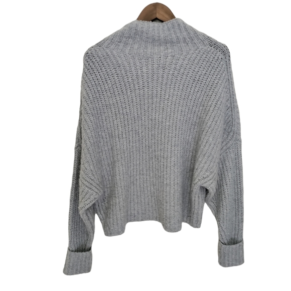 Anthropologie Maeve Athena Cowl Neck Sweater Small Grey Thick Knit Cropped - Picture 8 of 12